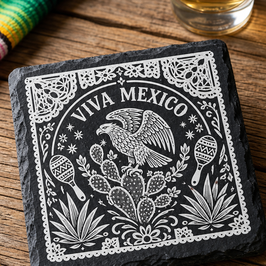 Porta vasos con aguila mexicana y nopal